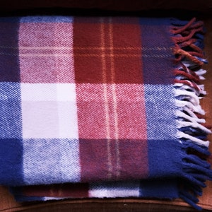Plaid Faribo Stadium Blanket / Fringed Acrylic Blanket Throw by Faribault Woolen Mill Company