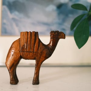 Vintage Wooden Carved Camel Figurine | 4&quot; tall