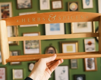 Vintage Single Shelf Wood Spice Rack / Organizer/ Wooden Spice Rack / Wall Hanging or Tabletop display