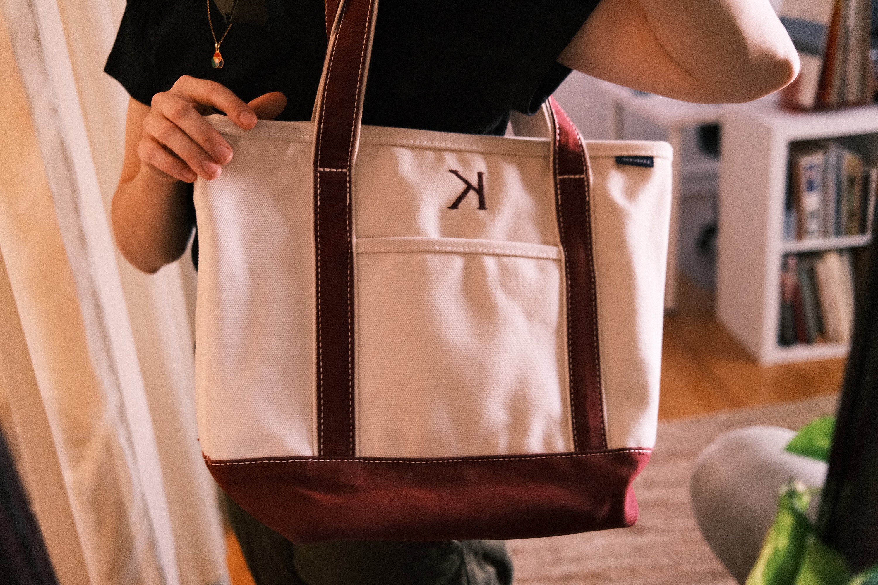 Lands End Heavy Canvas Tote With k Embroidered 