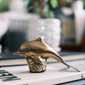 Vintage Brass Dolphin Figurine: Solid Brass Collectible, India