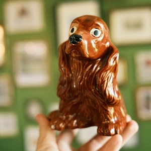 Ceramic Cocker Spaniel Figurine / Hand Painted Brown Cocker Spaniel Dog Figurine