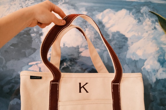 Lands End Heavy Canvas Tote With k Embroidered 