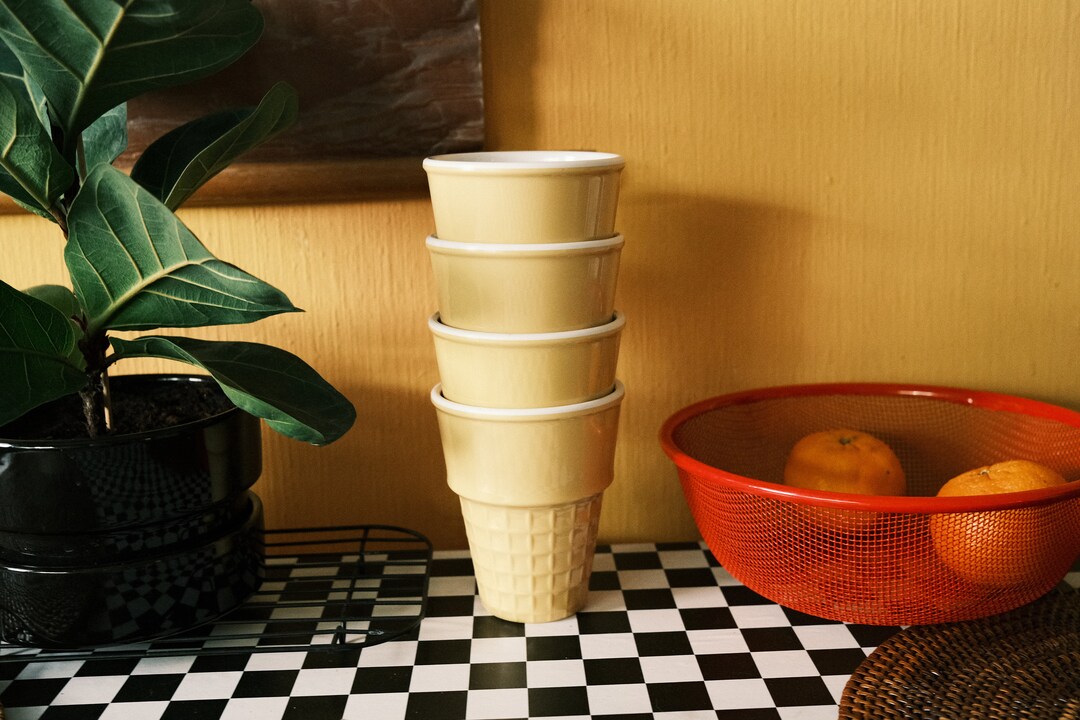 Set of 4 Plastic Waffle Cone Cups / Sundae Ice Cream Cone Cups Etsy