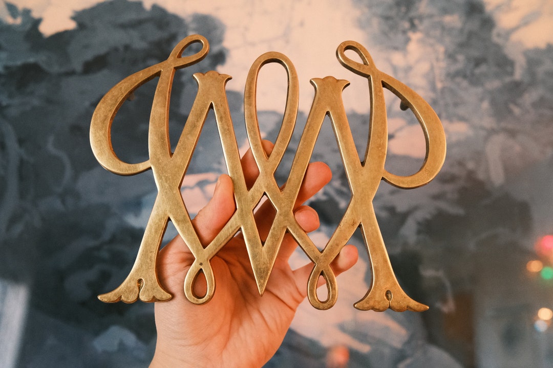 Vintage Colonial Williamsburg Brass Trivet Monogram / W and M Letter ...