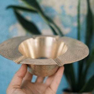 Vintage Etched Sarna Brass Ashtray / Made in India