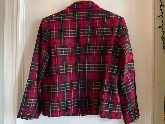 Vintage Kenzo Femme Red Plaid Wool Blazer Jacket … - image 8
