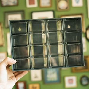 Vintage Gray Plastic 16-Drawers Mini Organizer - Made in Taiwan