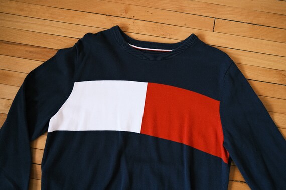 Navy Blue + Red + White Crewneck Pullover by Tomm… - image 6