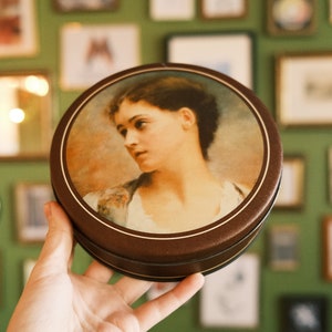 6.5&quot; Vintage Tin &quot;Head of Young Woman&quot; by Gustave Jean Jacquet / Cincinnati Art Museum