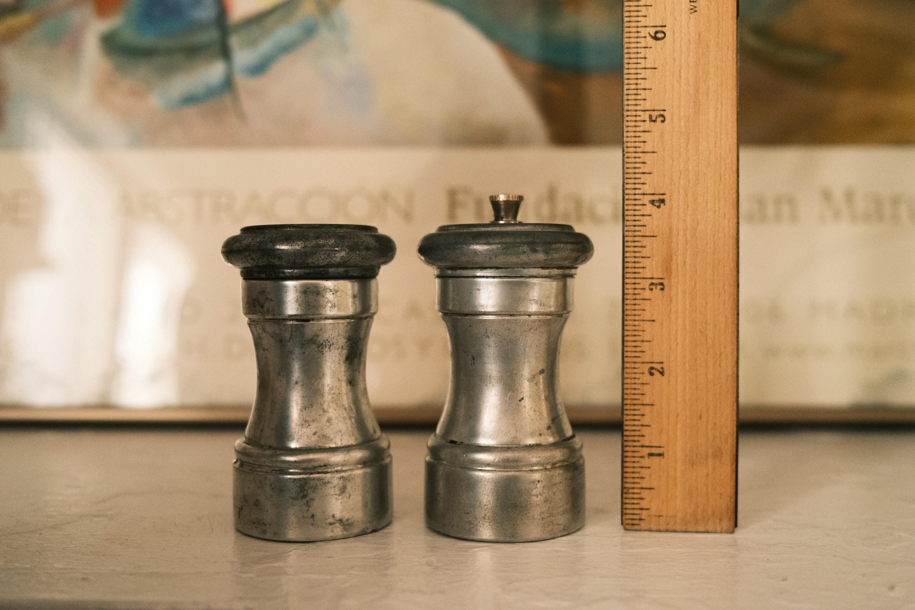 Vintage Aged Eales 1779 Italian Metal Salt and Pepper Shakers
