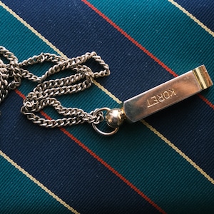 Vintage Koret Whistle Chain Necklace / Gold Tone Metal Vintage Whistle