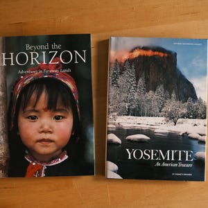 Set of 2 Vintage National Geographic Society Books / Beyond the Horizon + Yosemite