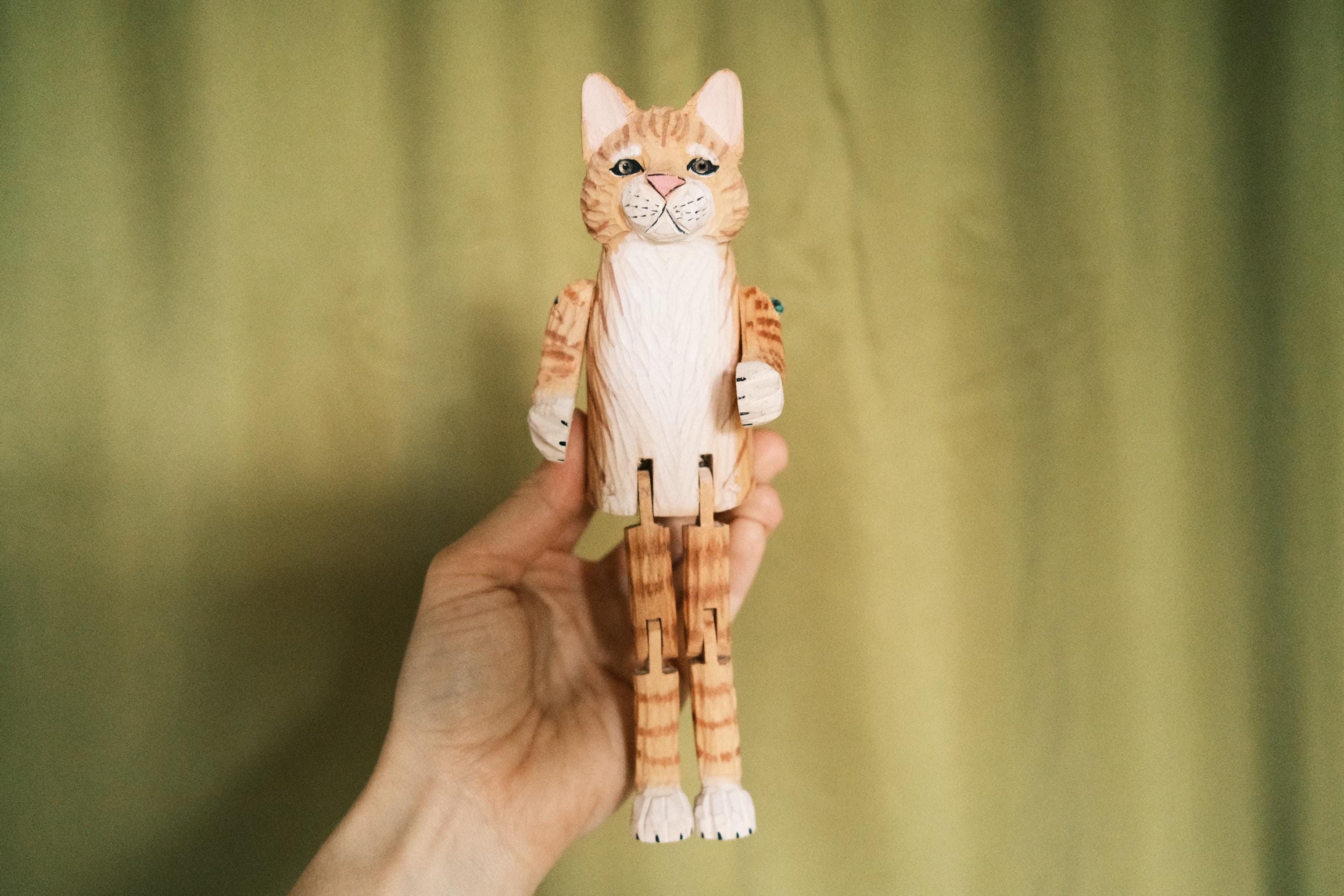 Wooden Handcarved Orange Tabby Cat Shelf Sitter Figurine - Etsy