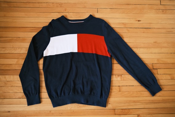 Navy Blue + Red + White Crewneck Pullover by Tomm… - image 1