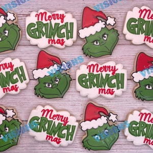 Green Christmas monster inspired cookies