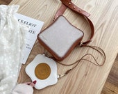 Toast Bread Egg Design Bag Leather for Women Korean Fashion One-Shoulder