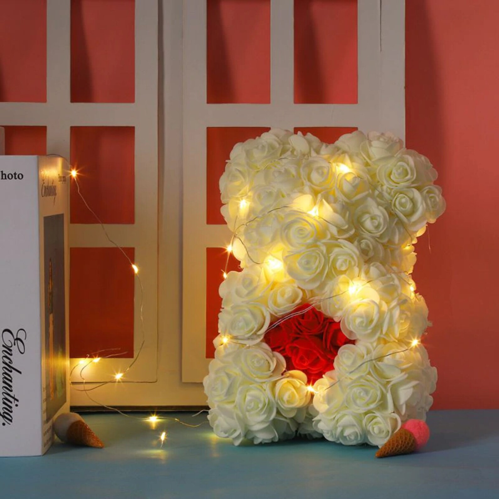 Rose Teddy Bear on Every Rose Bear LED Flower Bear Perfect Etsy