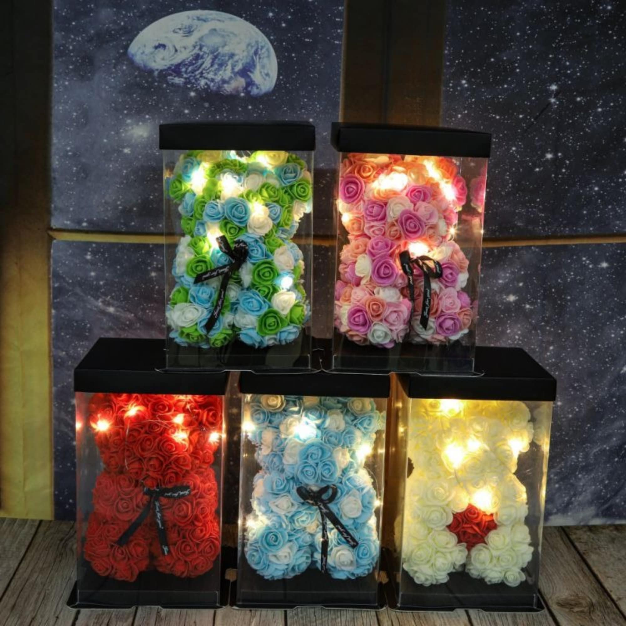 Rose Teddy Bear on Every Rose Bear LED Flower Bear Perfect Etsy