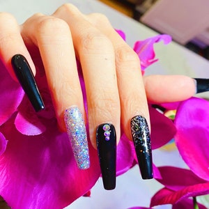 Press On Nails-Rhinestone Coffin| Glue On Fake Nails Luxury Handmade Nail Tips| Best for any occasions| Coffin Nails| Fake Nails