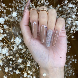 Butternut Squash Press on Nails Coffin | Fall Nails Design/ Cute Press on Nails | False Nails Birthday Press on Nails Made In US