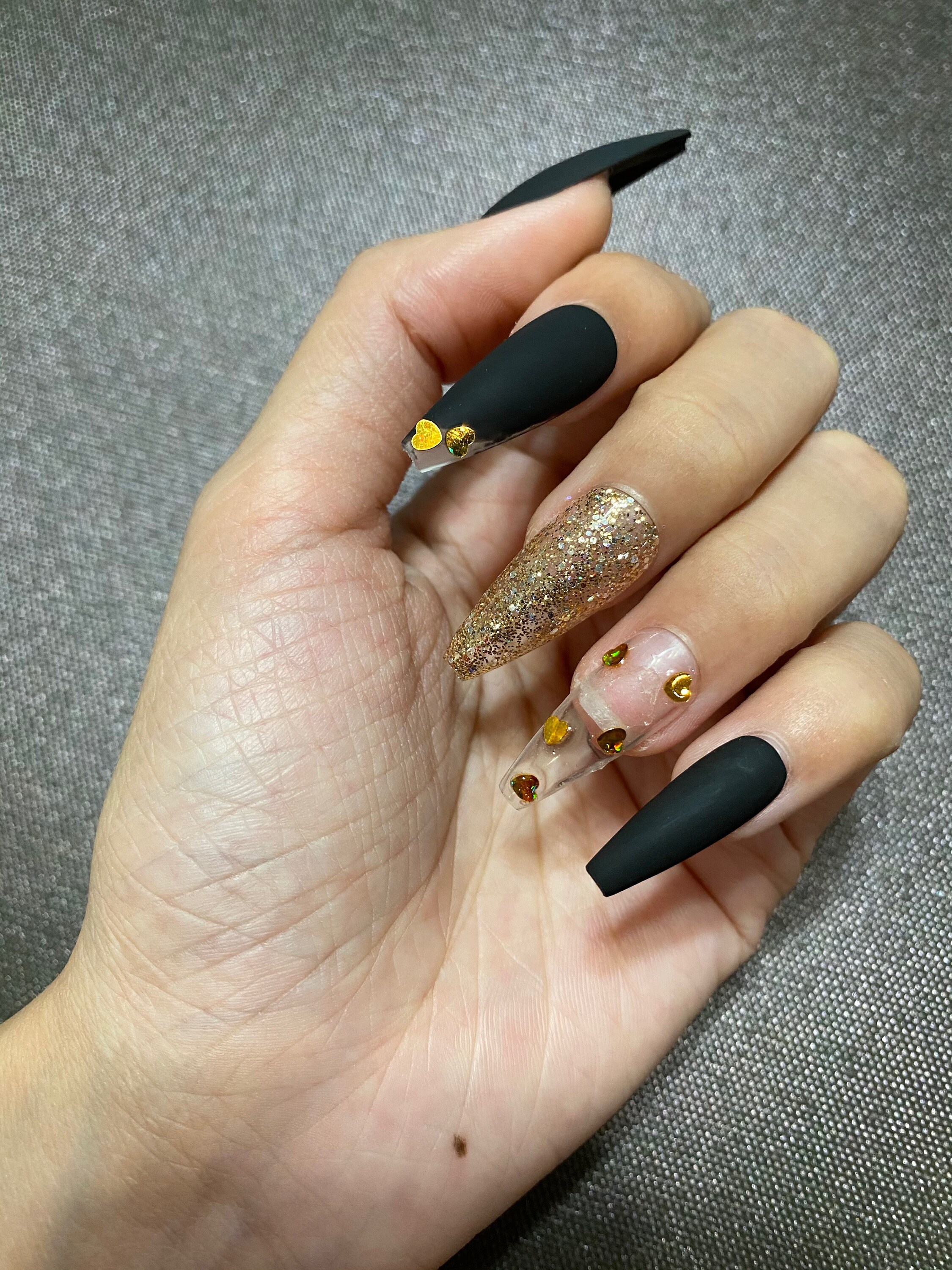 Press on Nails Coffin Black Heart Valentine Press on Nails - Etsy UK