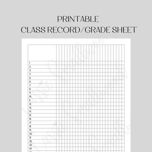 Printable Attendance Template, Student Grade Tracker, Printable Grade Sheet, Class Record Checklist, Elementary School Teacher Gradebook