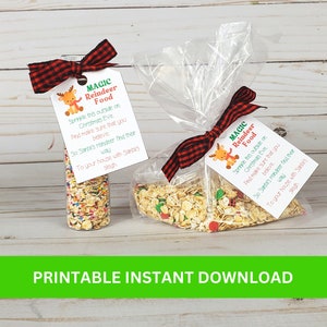 Printable Reindeer Food Tags, Instant Download Magic Reindeer Food Poem, Reindeer Food Label, Christmas Eve Santa Reindeer Food Stickers PDF