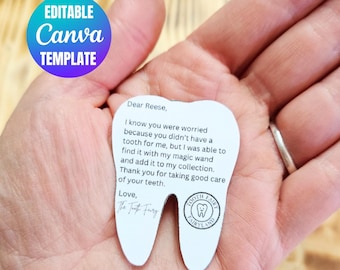 Editable Swallowed Tooth Fairy Letter Canva Template, Printable Tooth Fairy Note For Misplaced Tooth Idea, Missing Tooth Fairy Letter