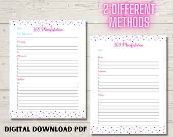 369 Manifest Journal Seiten, 369 Manifestation Journal Seiten, Gesetz der Anziehung druckbar, Scripting Manifestation Technik, LOA Journal
