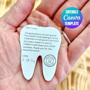 Modèle de lettre de la première dent de fée des dents, première note de dent perdue imprimable modifiable, certificat de première visite de fée des dents téléchargement immédiat