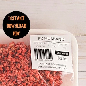 Printable Fake Meat Labels Halloween Prank, Funny Fake Food Labels, Fake Meat Stickers To Print Out For Red Velvet Crispy Rice Treats