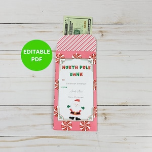 Personalized Christmas Money Envelope from Santa Printable Template, Kids Cash Gift, Editable Christmas Money Holder Stocking Stuffer