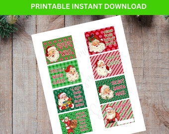 Printable Secret Santa Labels For Work, Family Secret Santa Tag Instant Download, Surprise Gift Favor Sticker, Secret Santa cards