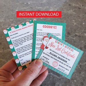 Kit de paquete de cartas de elfo diminuto de descarga instantánea editable, carta de Papá Noel para elfo, carta de despedida de elfo personalizada, mini certificado de lista agradable