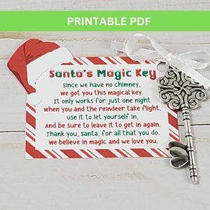 Etiqueta mágica para impressão do Papai Noel com poema, etiqueta para chave sem chaminé, download digital, preenchimento de caixa, tradição de véspera de Natal infantil, etiqueta para chave do Papai Noel