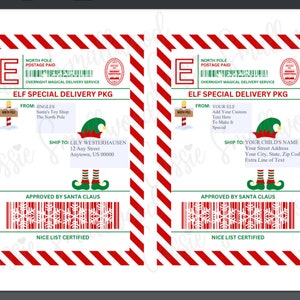 Editable Elf Mail Shipping Labels North Pole Stickers, Printable Santa Mail Labels, Christmas Gift From Santa Tag, Santa&#39;s Workshop Label