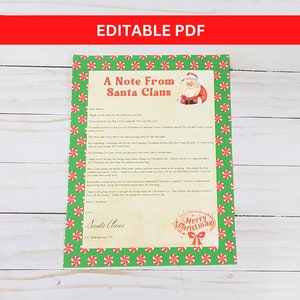 Carta de lista agradable editable de Papá Noel a niños, plantilla de carta de Papá Noel imprimible personalizada, descarga digital PDF de carta de Papá Noel