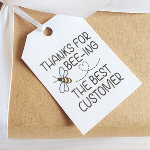 Drucken und schneiden Sie Danksagungen für die besten Kunden-Tags, Produkt-Tag druckbar, Biene-Dankeschön-Tags Small Business, danke für Bestell-Tag