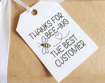 Print and Cut Thanks For Bee-ing The Best Customer Tags, Product Tag Printable, Bee Thank You Tags Small Business, Thank you for order tag