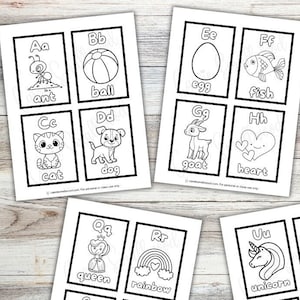 Digitaler Download Alphabet Karteikarten zum Ausmalen, ABC Karteikarten, Lernkarten, druckbare Karteikarten mit Groß- und Kleinbuchstaben Kinder