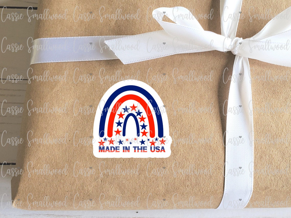 Made in USA Stickers PNG Printable Packing Sticker USA Flag - Etsy