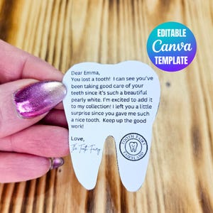 Notas personalizadas da fada do dente, modelo editável e imprimível da letra da fada do dente, carta minúscula da fada do dente para meninos ou meninas