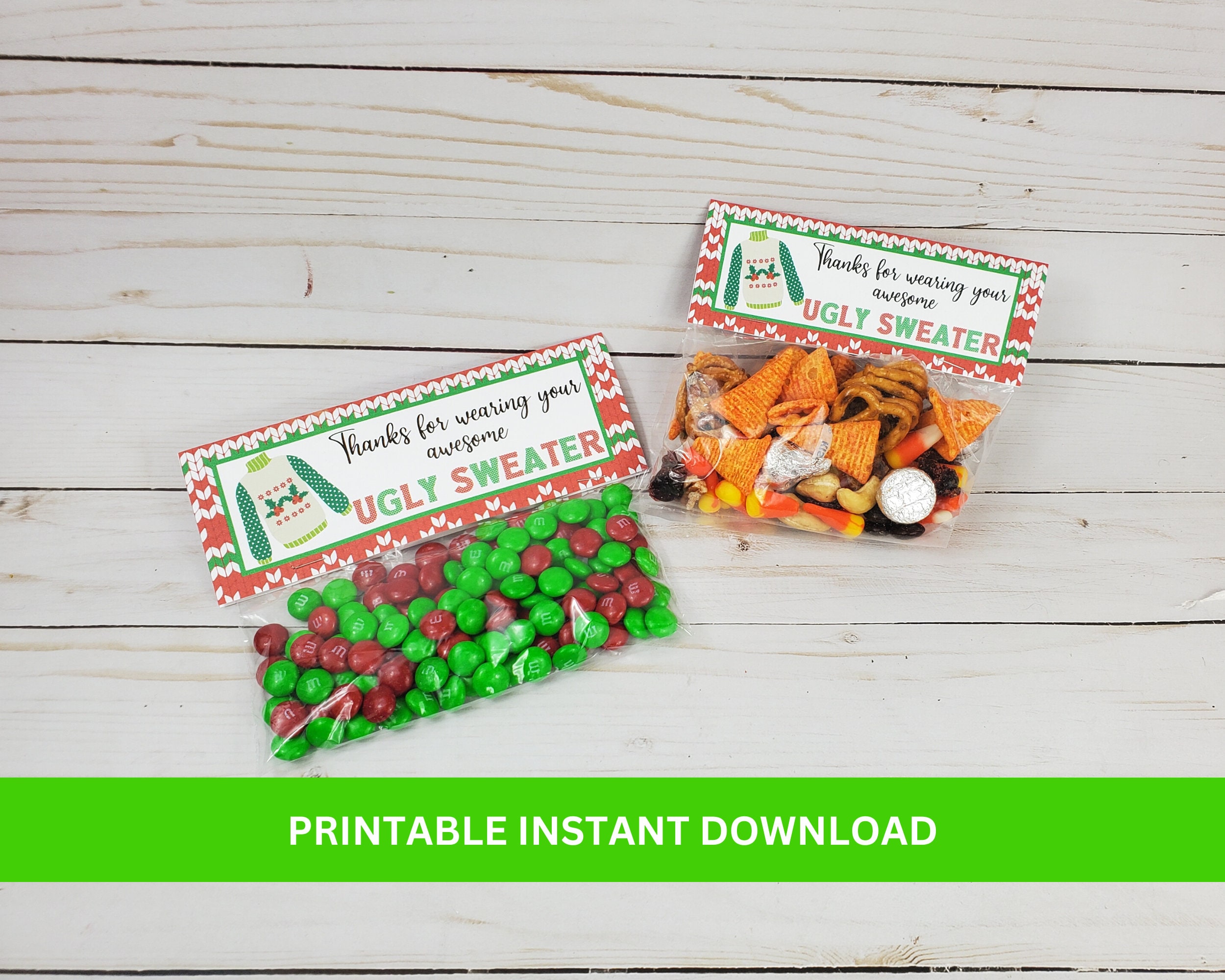 Tacky Gift Example Printable Ugly Sweater Party Favor Tags, Ugly Christmas Sweater Party ...