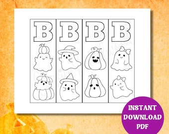 Printable Halloween Bookmarks To Color For Kids, Halloween Party Favors, Classroom Halloween Gift, Halloween Coloring Bookmarks PDF