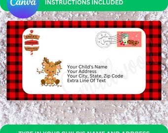 Bearbeitbare Weihnachts Nordpol-Umschlagvorlage, druckbare Nordpol-Umschlag, Weihnachtsbrief-Umschlag druckbar, Umschlag von Santa an Druck