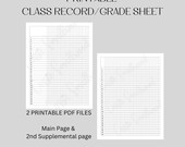 Printable Grade Sheet, Class Record Checklist, Elementary School Teacher Gradebook, Printable Attendance Template, Student Grade Tracker