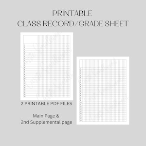 Printable Grade Sheet, Class Record Checklist, Elementary School Teacher Gradebook, Printable Attendance Template, Student Grade Tracker