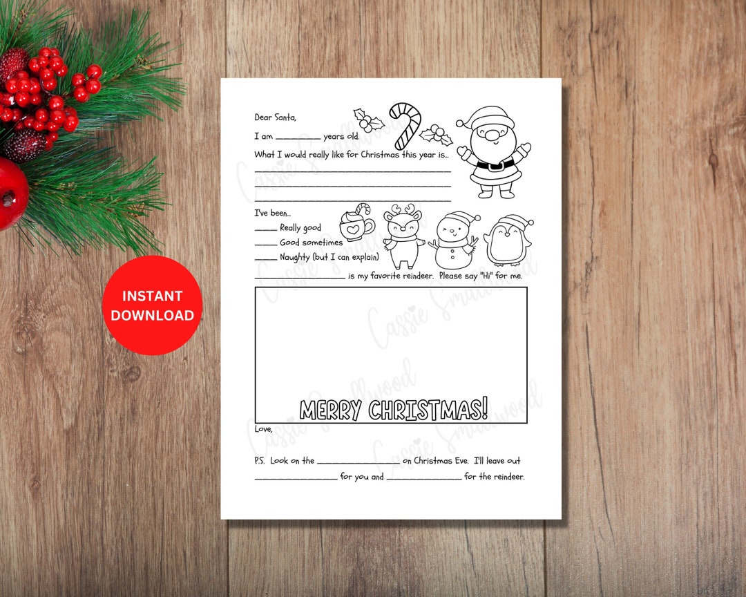 Imprimable Remplir La Lettre Vierge Cher Père Noël, Lettre Au Père.