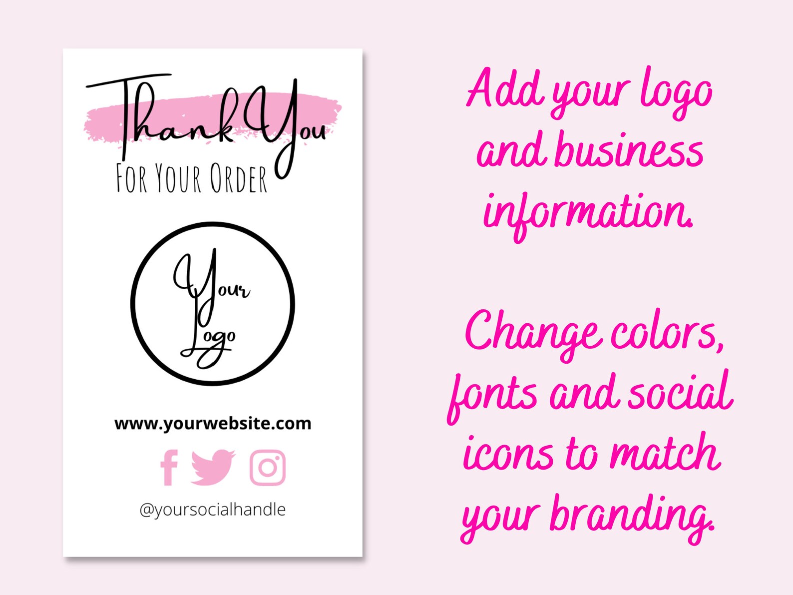 DIY Business Card Thank You Card and Care Card Template - Etsy